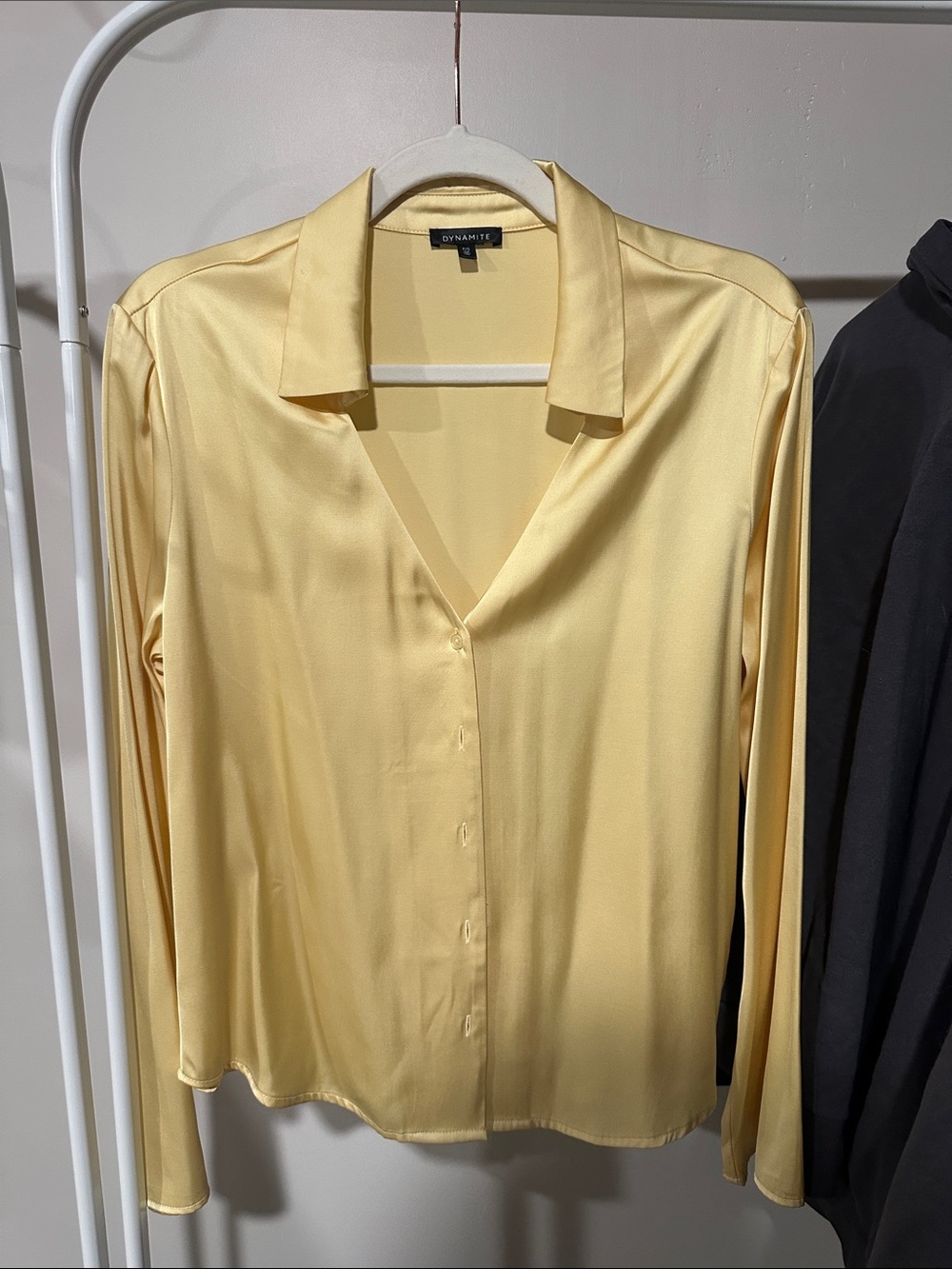 Dynamite Soft Butter Satin Button-Down Shirt